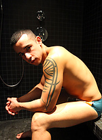 Hitting the Showers with my Hung Mate Daniel Carrera