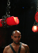 Muscle boy endures wax torment, electricity and a headless fuck by his dom Leo Forte.