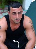 Muscle latin guy Chris Principe jacking off dick