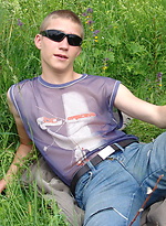 Naughty outdoor enthusiast Hubert playing with his cock on a green meadow