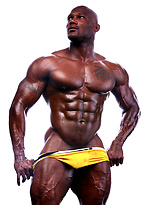 Bald ebony pro bodybuilder Leon Jacksons