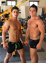 Trent and Ajay strokes dicks in a gym