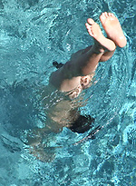 Keith sweeming in a pool and jacking off dick after