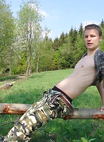 Smooth straight twink outdoors