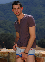 Brunette hottie Jake Steel naked outdoors