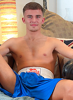 Straight Young Boxer Wanks his Huge Uncut Cock & Squirts a Massive Load of Cum Everywhere!