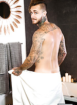 Inked guy Brian Michaels fucks friend after exchanged with blowjobs