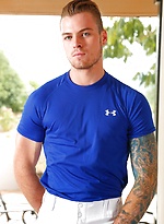 Tattooed gay model Zane Porter gets analized on the dining table by Mark Long