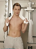 French twink Felix Lacroix strips at the gym and shows his ass