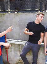 Axel Kane sucks Justin Matthew's big dick and gets fucked on a table